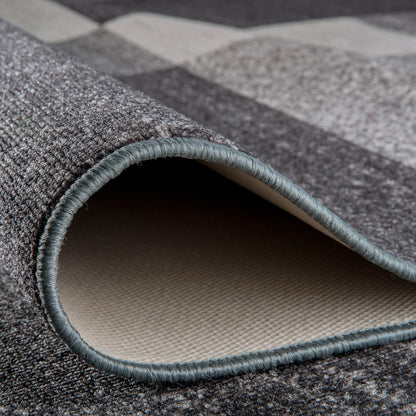 Rugshop Gray Modern Geometric Boxes Non-Slip Area Rug Non-Shedding for Dining Room, Bedroom and Living Room, 4' x 6'
