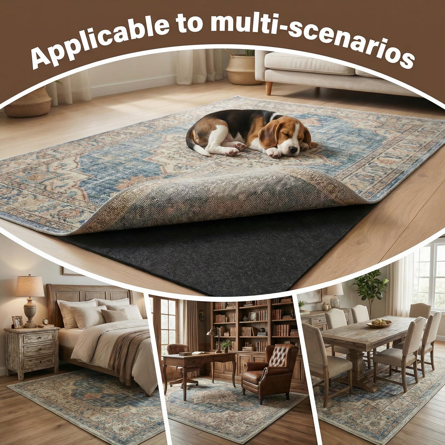 AHEONLAR Non-Slip Rug Pads, Waterproof Extra Large Area Rugs Pad 8'x10' Non Skid Felt Pads, Rugs for Living Room, 1/8 inch Thick Carpet Padding Protector Mat Floor Mat
