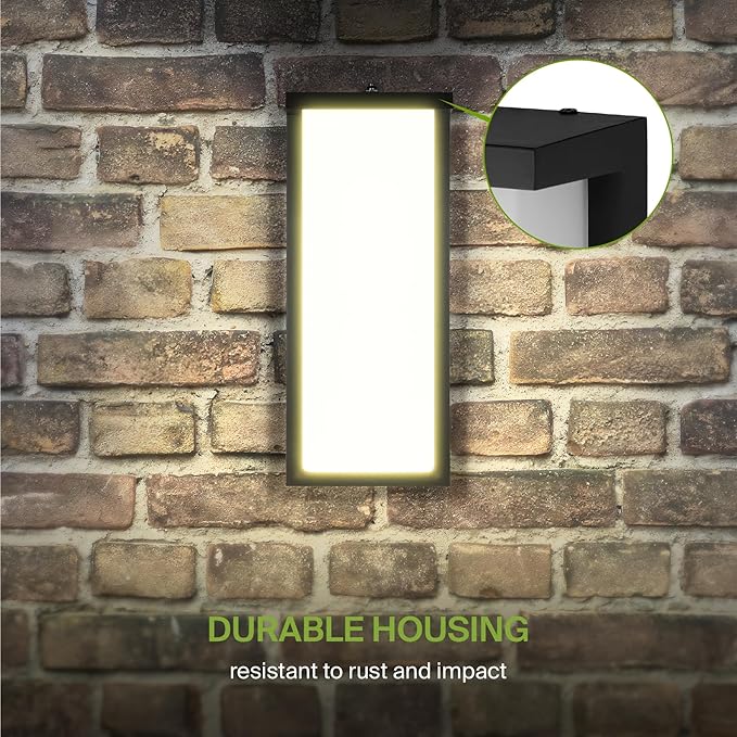 ASD LED 14" Outdoor Wall Light, Dusk to Dawn Front Door House Sconce | 3CCT, Photocell, Waterproof, ETL Listed | 20W 1900LM 3000-5000K 120V | Exterior Lighting Fixture, Porch Lamp | Black, 4 Pack