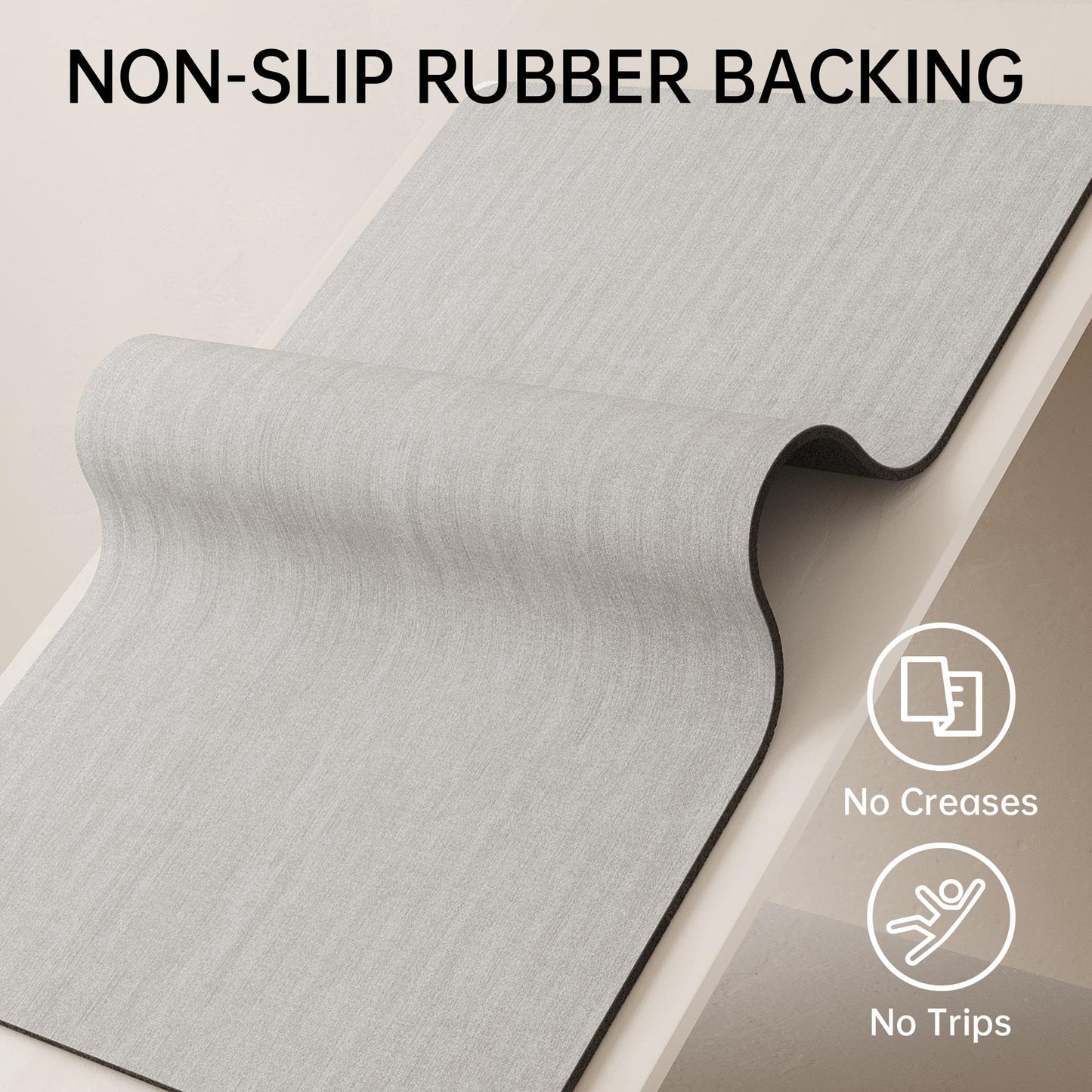 Mecko Bath Mat Rug, Rubber Non-Slip Quick Dry Absorbent Thin Bathroom Rugs Fit Under Door Bathroom Floor Mats-Shower Rug for in Front of Bathtub, Sink, Shower Room(Light Grey,16"x24")