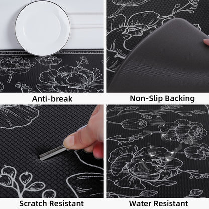 ROTTOGOON Kitchen Floor Mat Set of 2, Cushioned Anti Fatigue Kitchen Mat 17.3"x47"+17.3"x29", Non-Slip Waterproof Kitchen Rug, Premium PVC Comfort Kitchen Mats and Rugs for Office, Home, Laundry