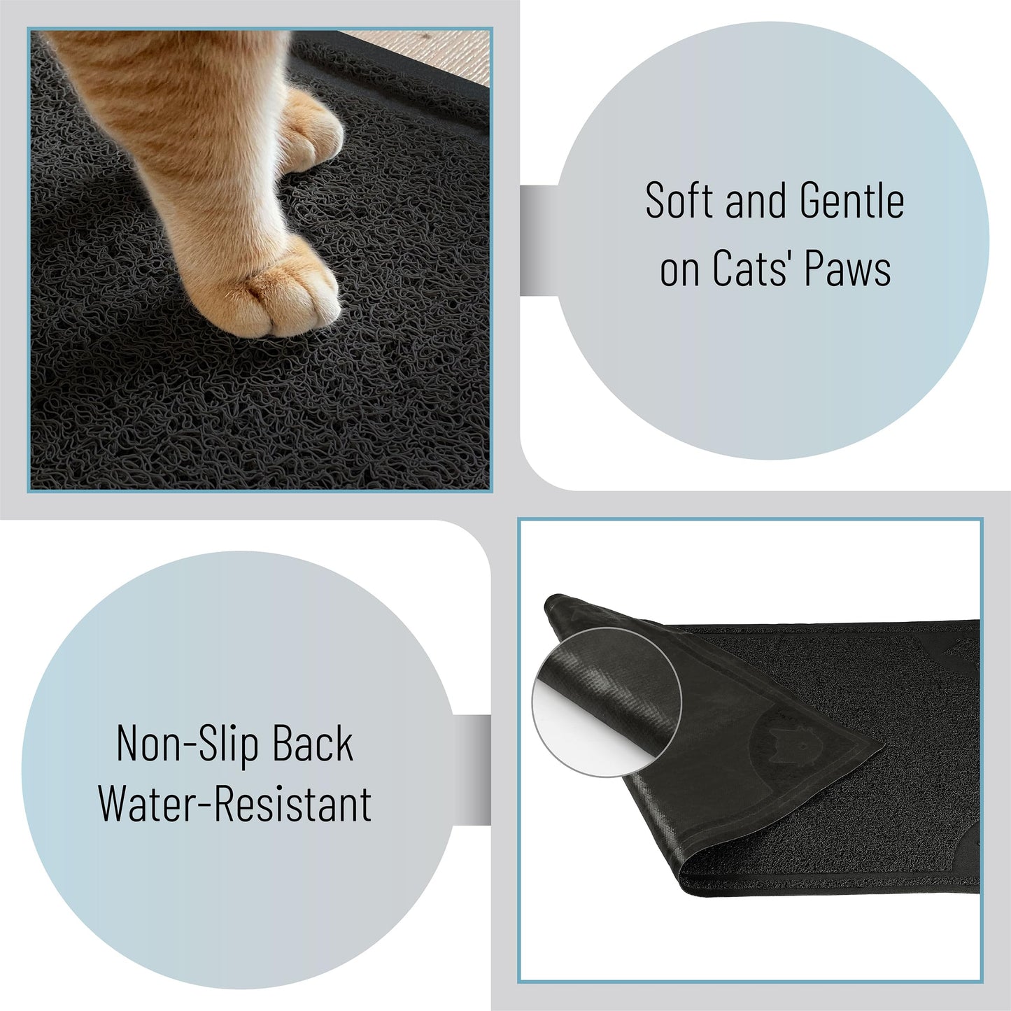 Mr. Pen- Large Cat Litter Mat, 23”x 35”, Black Cat Litter Box Mat