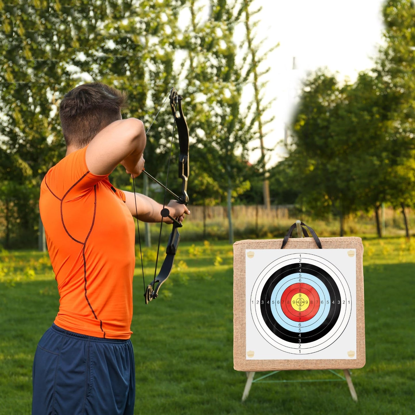 ShinyRelief 20 Inch Adult Backyard Straw Archery Target, for Recurve Compound or Longbow, 20 Pcs Paper Arrow Targets, Traditional Bow Arrow Target for Kids Youth Gift Archery Hunting Practice