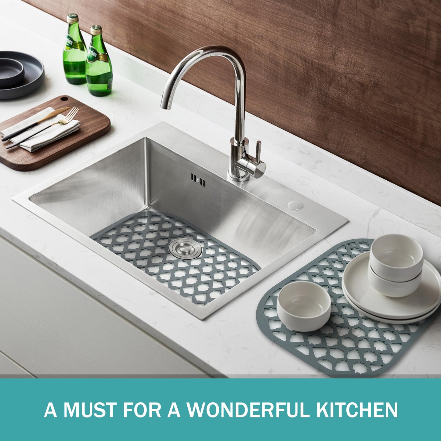 SAMSIER Silicone Sink Protectors Mats (13x11 & 14x12 & 16x12 & 18x16 & 19x14 & 21x16 & 22x13 & 25x16 & 26x14 & 28x14 & 30x16) for Bottom of Kitchen Sink (13”x11”)