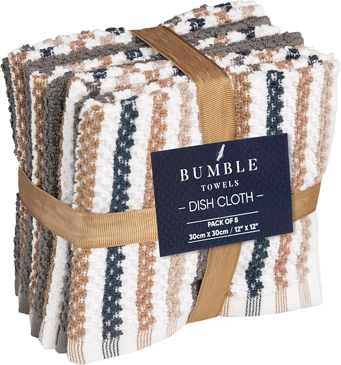 Bumble Premium Dish Cloths Towel 12"x12" | 100% Natural Ring Spun Cotton Tea