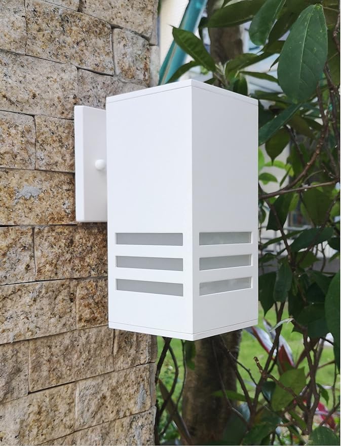 Dusk to Dawn Outdoor Wall Lamp, Exterior Light Fixture - ETL Listed, Aluminum Anti-Rust Waterproof Wall Mount Rectangular Design – Up/Down Photocell Outdoor Lighting for Porch, Garage or Patio