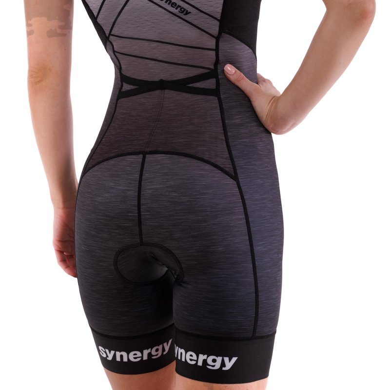 Synergy Women's Tri Suit Elite Sleeveless Racerback Trisuit (Smoke Black, X-Large)