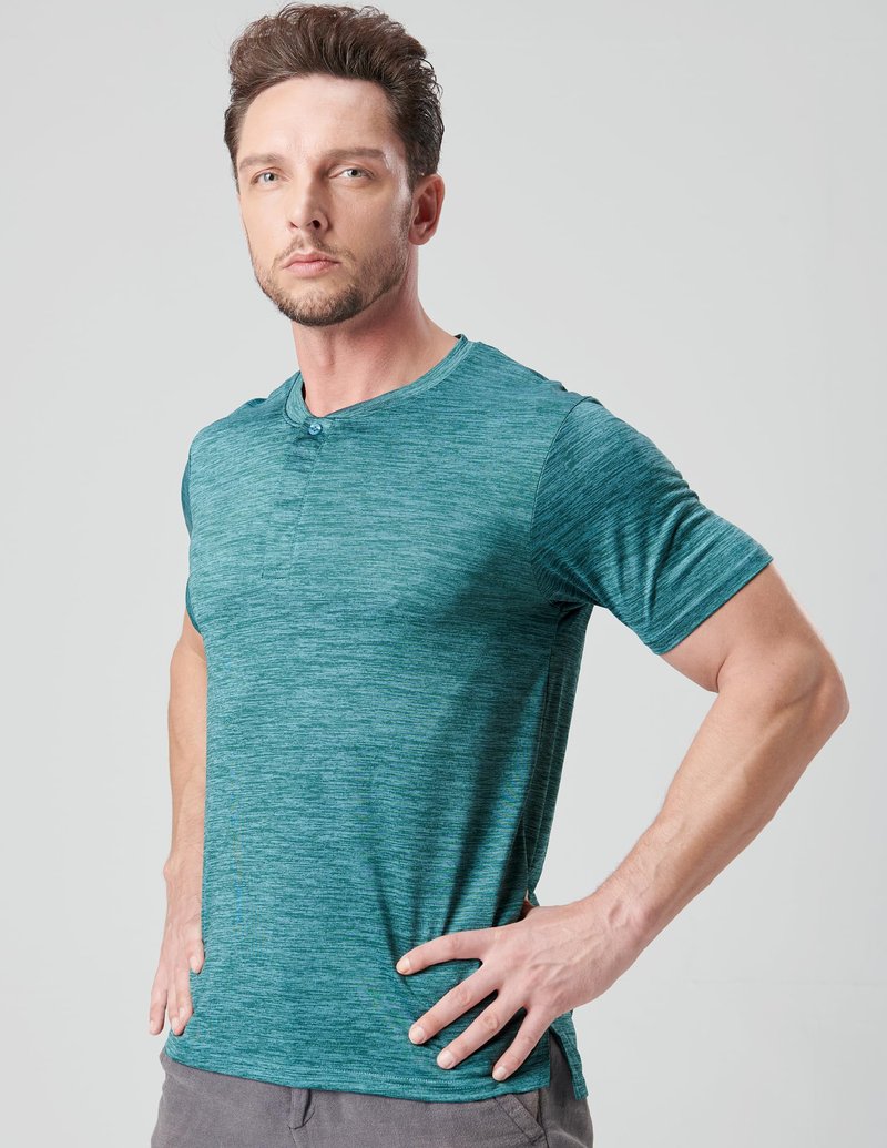 3 Pack: Mens Polo Shirts, Business Casual Golf Henley Work Shirts for Men, Collarless Short Sleeve Stylish Athletic Tshirts (Set 2, Medium)