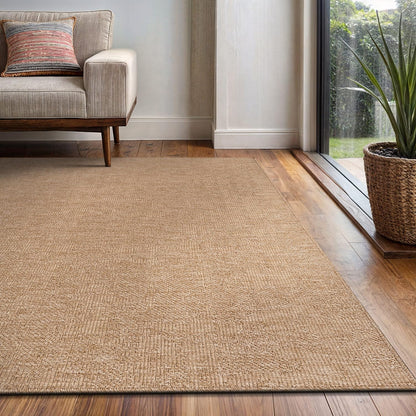 Washable Easy Jute Rug 5x7, Indoor Outdoor Rugs Natural Color Farmhouse Area Rugs for Living Room, Kitchen, High Traffic Area, Easy to Clean Solid Boho Woven Design Outside Carpet (5 X 7 Natural)
