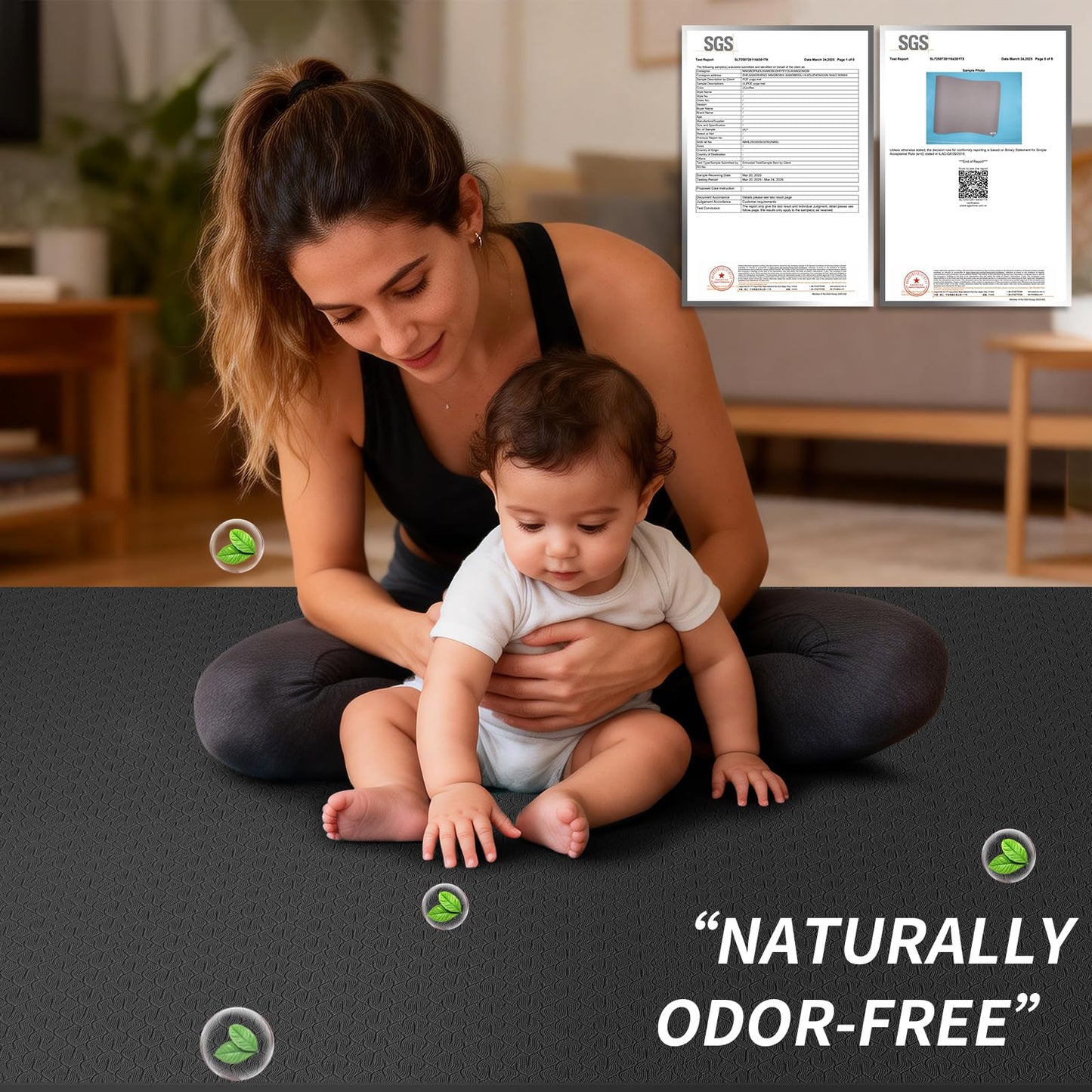 Large Yoga Mat (6'x 4') - Extra Long and Wide Workout Mat for Men and Women, Non-Slip POE 0.24''/0.32''/0.4'' Thick Fitness Mat, Eco-Friendly Exercise Mat for Home Workouts, Ideal for Yoga and Pilates (Black, 6mm)