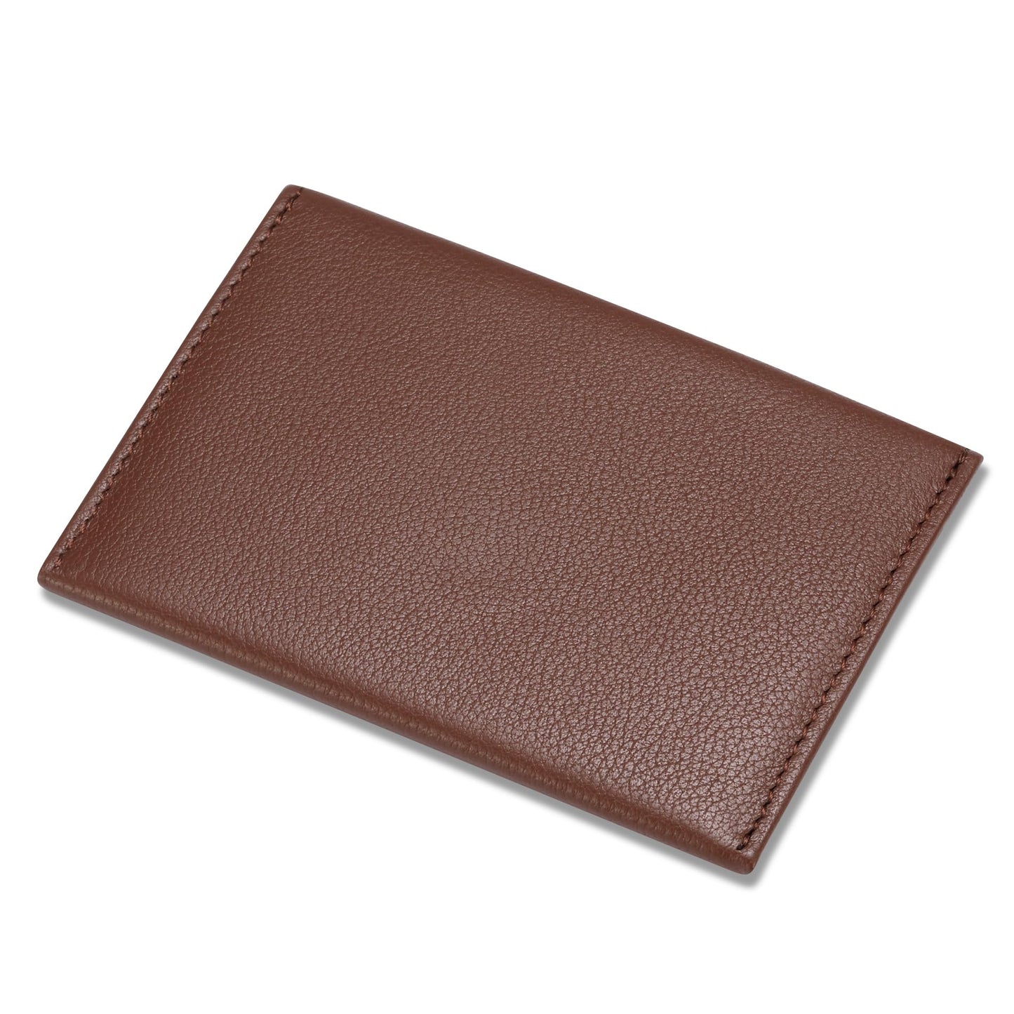 HISCOW Envelope Business Card Case with Magnet Closure - Italian Calfskin (Coffee)