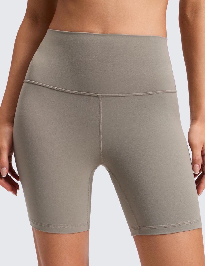 CRZ YOGA ButterLuxe Biker Shorts 6" - High Waisted Workout Running Volleyball Spandex Yoga Womens Warm Ash Grey X-Small