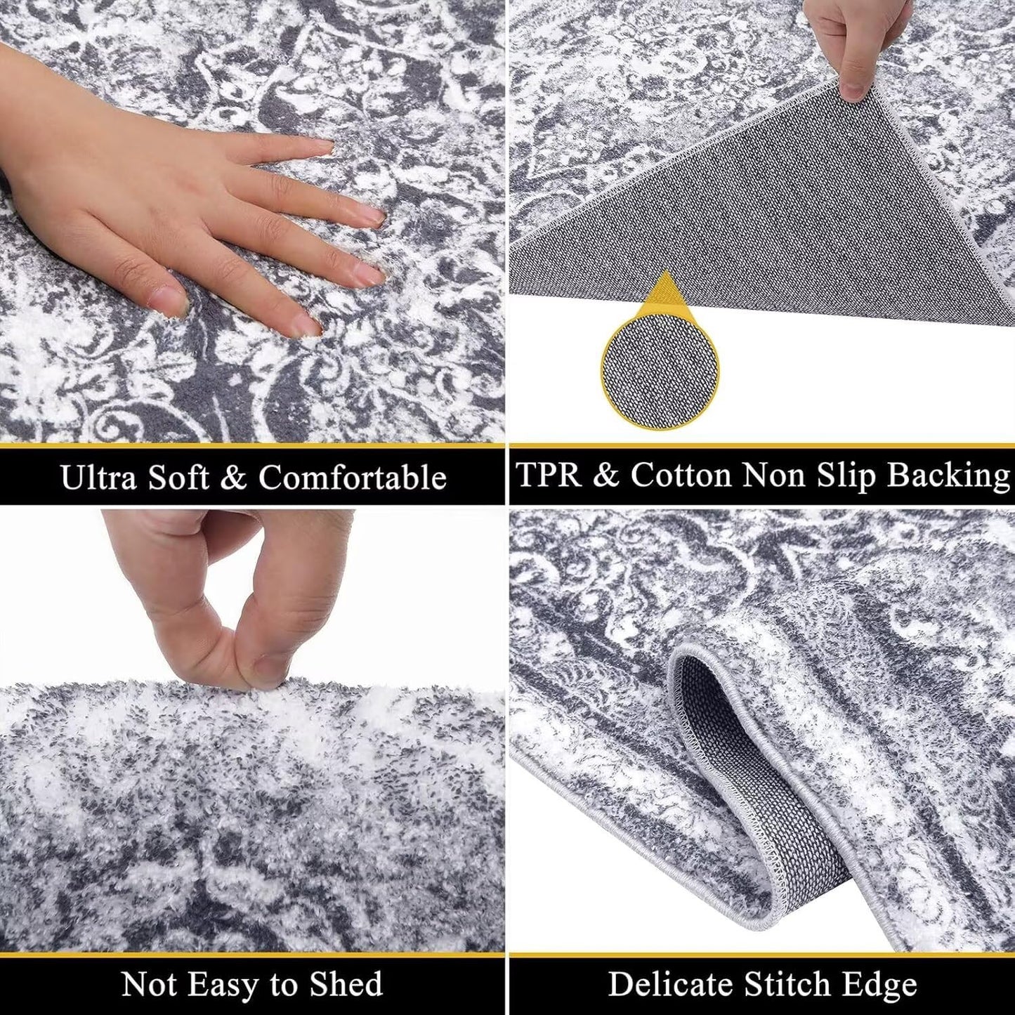 DXTDDBD Black Half Round Door Mat Indoor Entrance Mat Absorbent Doormats Area Rugs Non-Slip Semi Circle Floor Mats for Home Kitchen 16x24 Inch