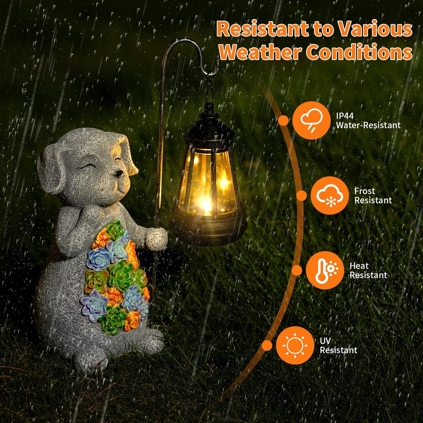 Solar Dog Garden Statue with Lantern – Waterproof Resin Outdoor Decor for Yard, Lawn, Flower Bed, Backyard, Front Yard, Patio, Balcony – Gift for Dog Lovers