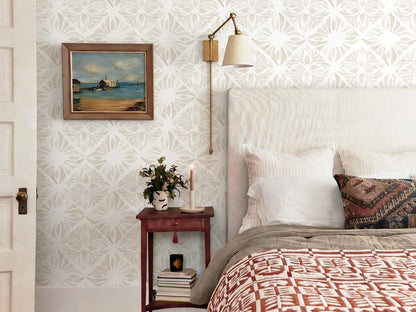 Fiula Boho Wallpaper Neutral Peel and Stick Wallpaper 78.7"x17.3" Geometric Wall Paper Beige and White Contact Paper Textured Removable Vinyl Waterproof for Bedroom Farmhouse Kitchen Bathroom