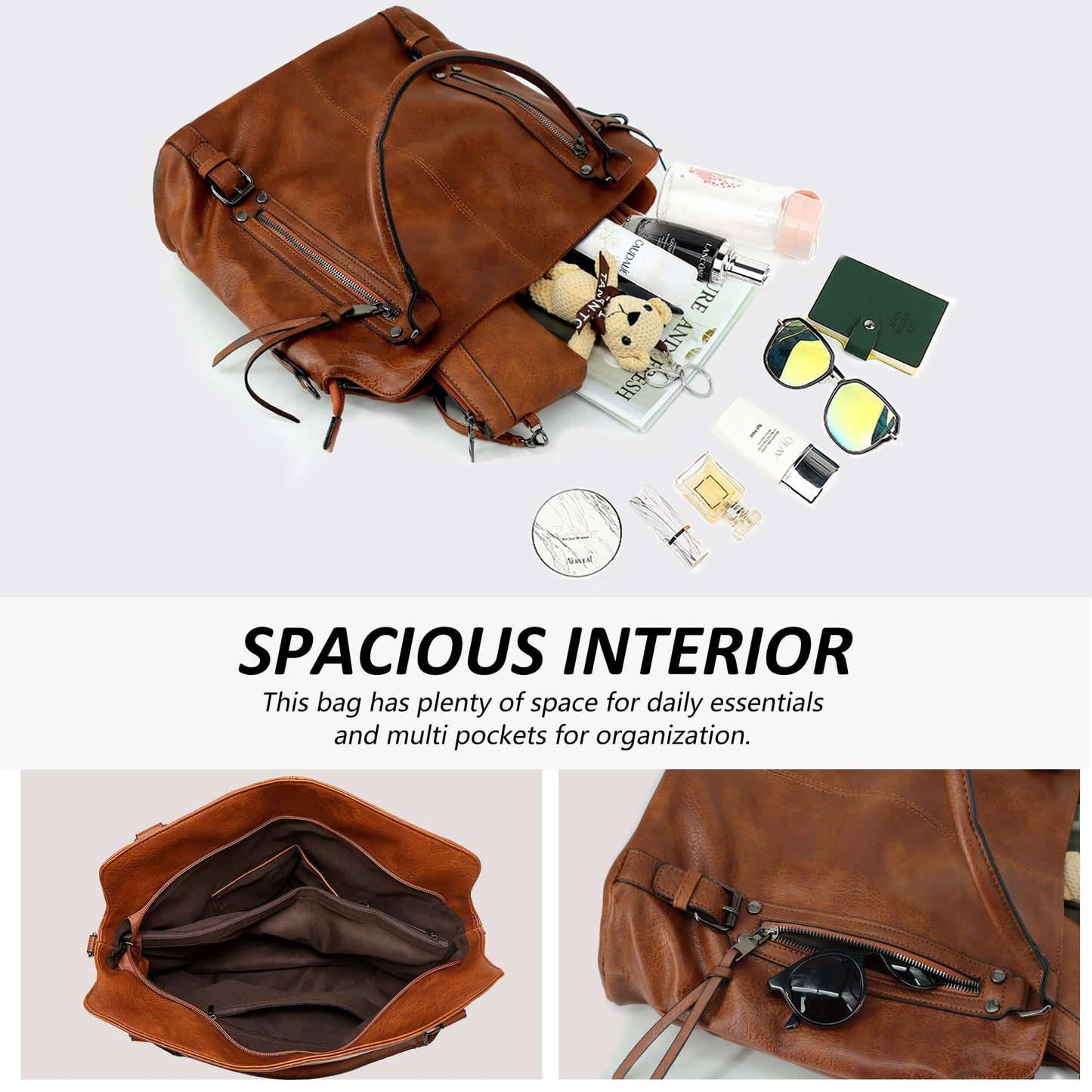 TANTOMI Tote Handbags for Women, Purse Crossbody Large Leather Purse Shoulder Handbags with Wallet Adjustable Straps