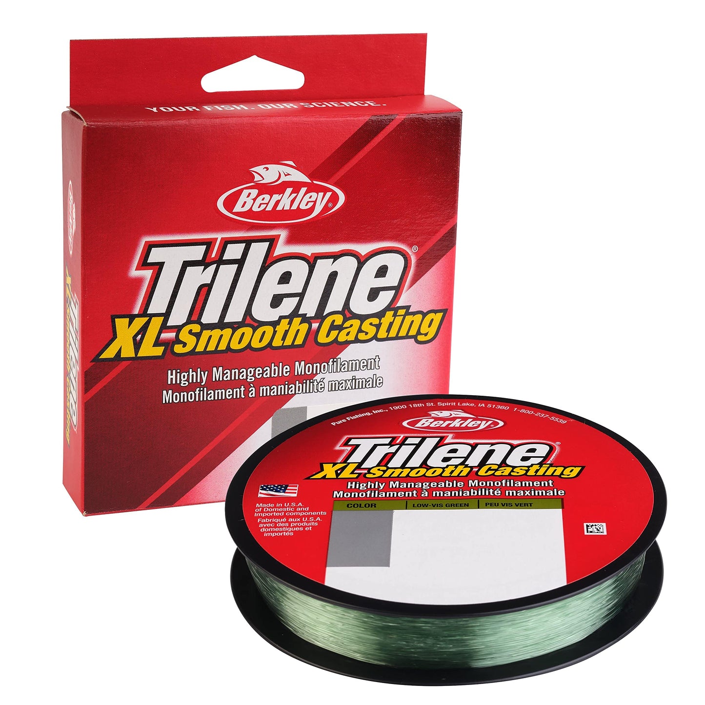 Berkley Trilene® XL®, Low-Vis Green, 20lb | 9kg, 270yd | 246m Monofilament Fishing Line, Suitable for Freshwater Environments