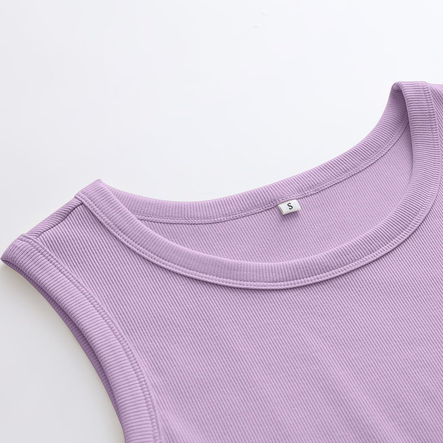 ANRABESS Womens Sleeveless High Neck Tank Tops Fashion Summer Casual Basic Slim Fit Ribbed Racerback Top Shirt Clothes Light Purple XX-Large