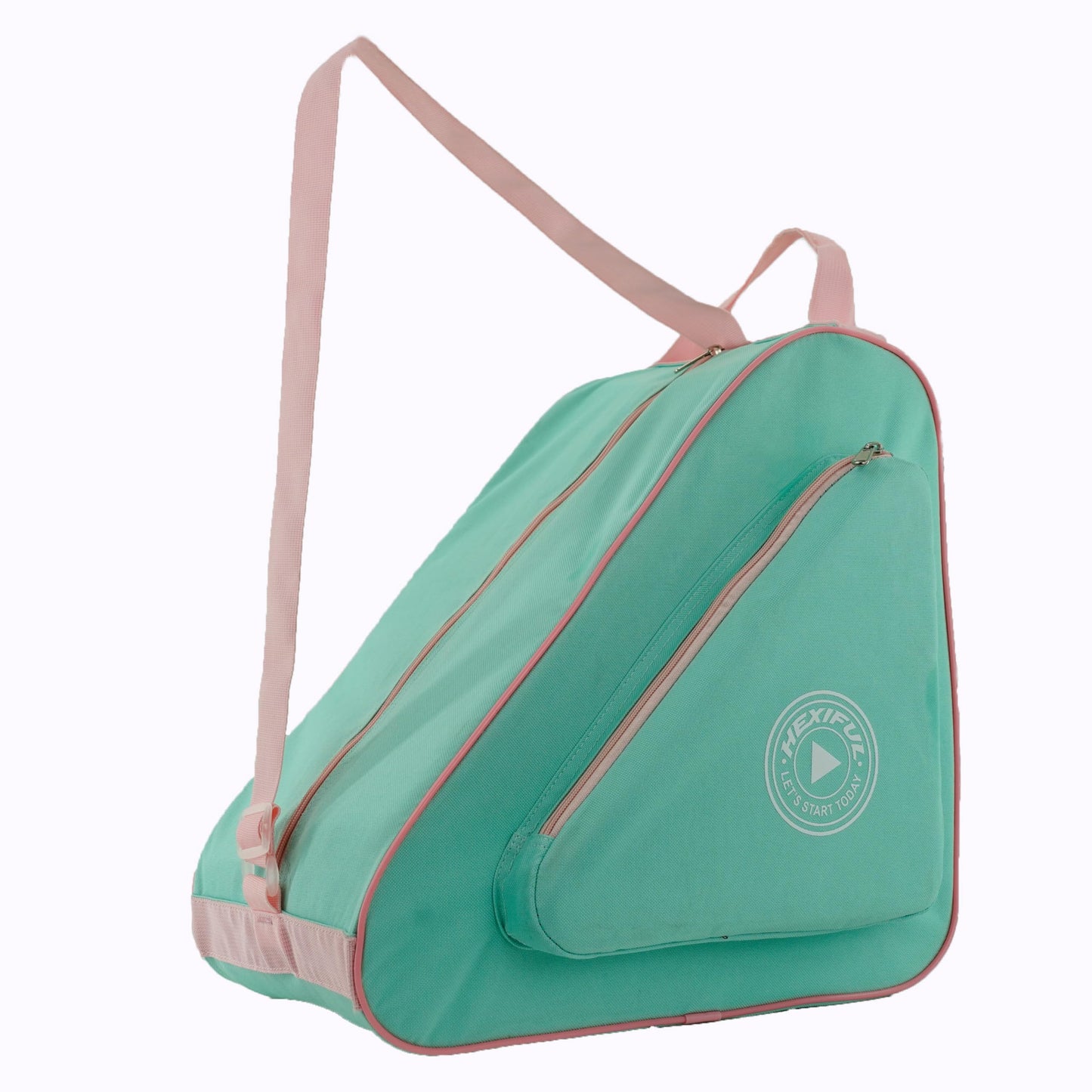HEXIFUL Skate Bag to Carry Ice Skates, Inline Skates, Roller Skates and Quad Skates for Both Kids and Adults (Mint/Pink)