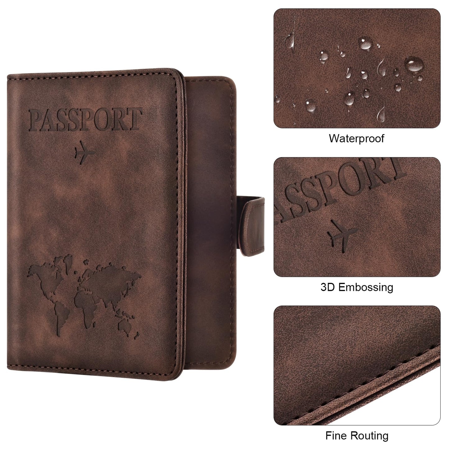 Eoehro Passport Holder for Travel Essentials, Passport Wallet Cover Case for Travel Must Haves Accessories,Passport Book Holders for Women and Men(coffee)