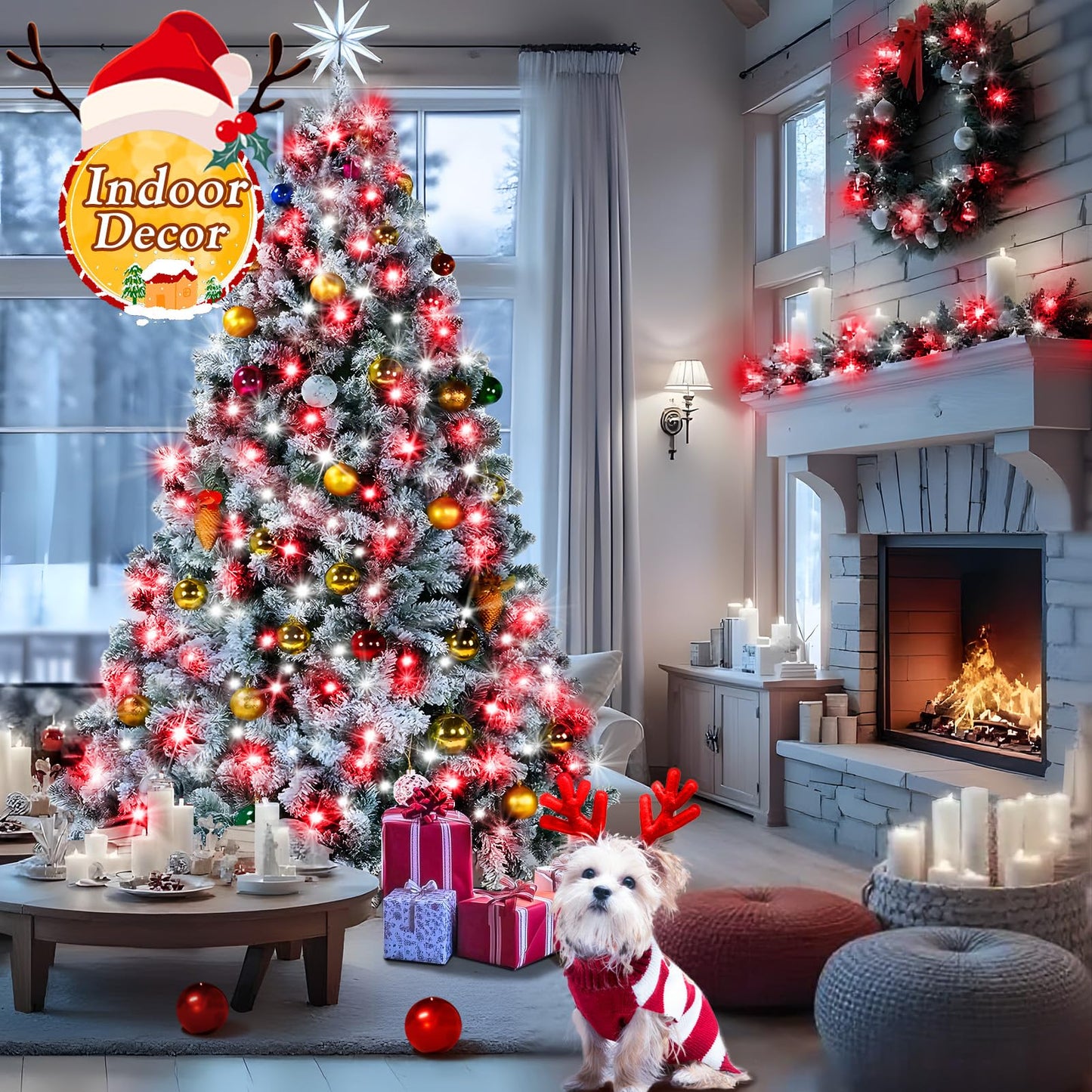 KNONEW 403ft 1000 LED Christmas String Lights Outdoor 8 Modes & Timer Fairy Light Plug in Waterproof for Xmas Yard Tree Wedding Party Holiday Decorations (Red and White)