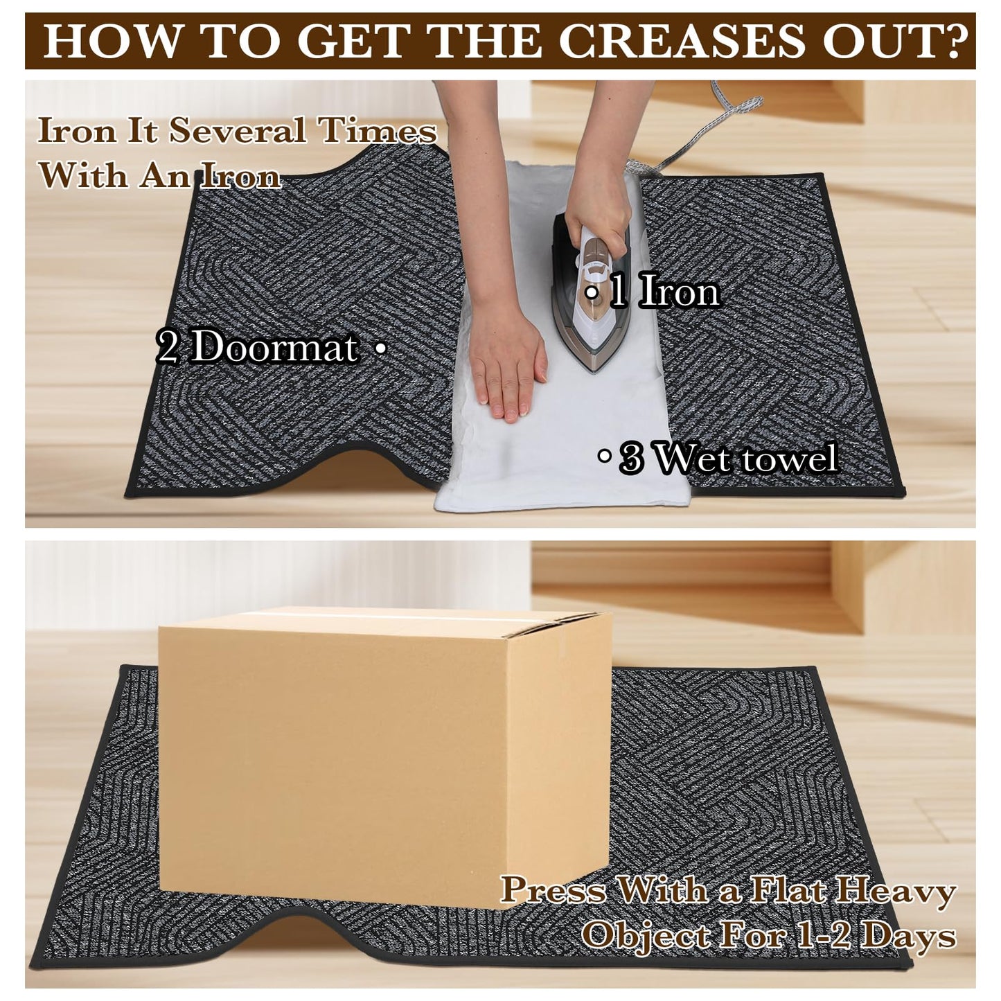 Naoloture Indoor Door Mat 30"x47" Large, Low-Profile Welcome Front Door Mat Indoor Entrance, Non Slip Rubber Backing Inside Doormat Washable Entryway Mat Dirt Trapper & Absorbent, Dark-Grey/Black