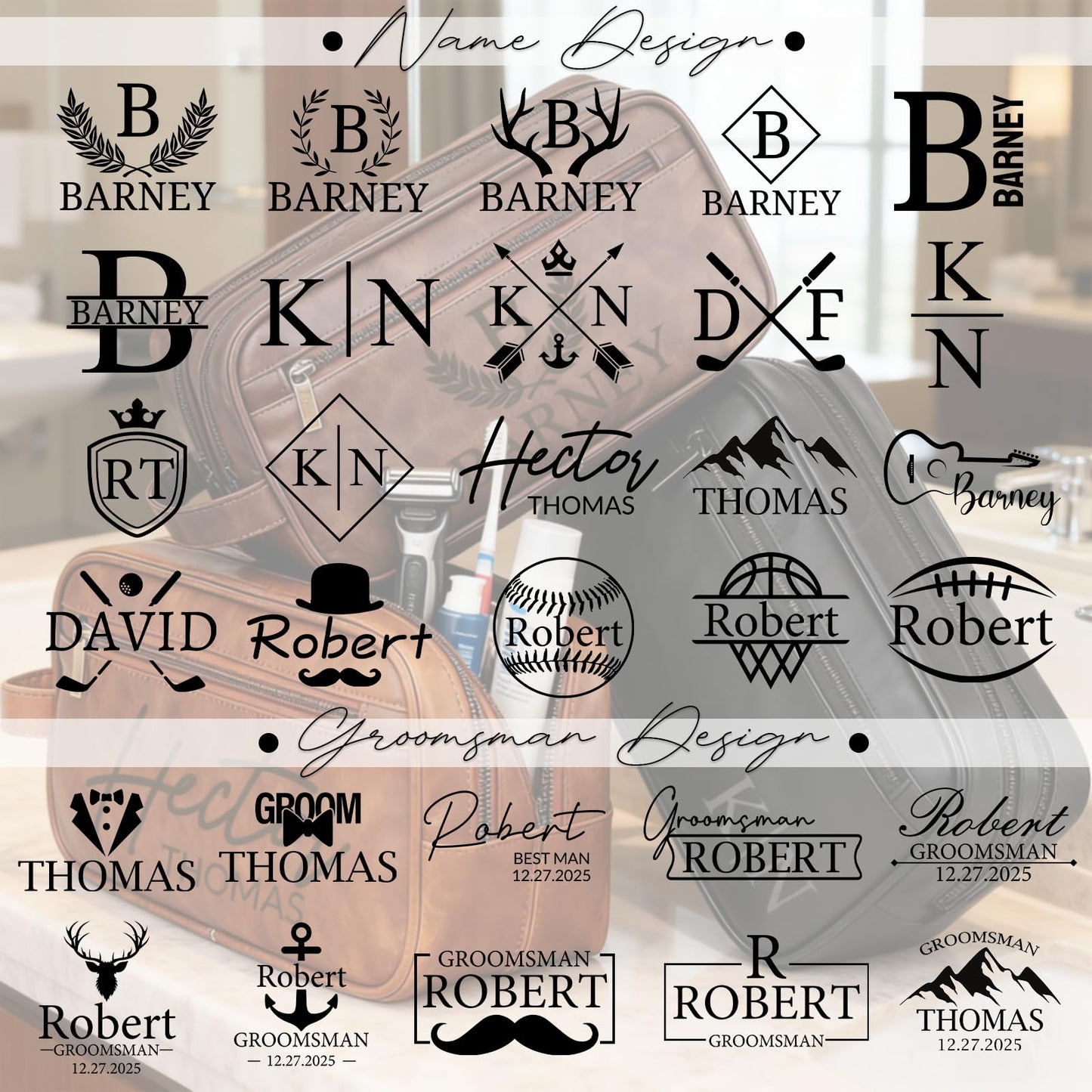 xrlsg Personalized Toiletry Bag for Men Custom Engraved Leather Toiletry Travel Bag Groomsmen Gifts
