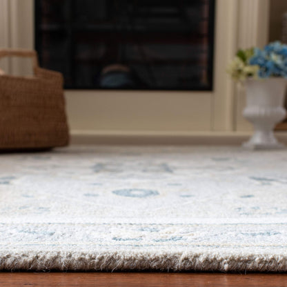 SAFAVIEH Area Rug 8x10 - Micro-Loop Collection - Large - Light Grey & Ivory, Handmade Wool, Medallion Design, Ideal for Living Room, Bedroom, Office, Dining Space (MLP505F)