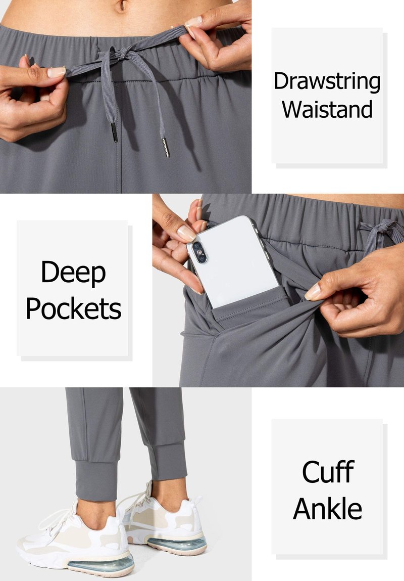 SANTINY Women's Joggers Pants Pockets Drawstring Running Sweatpants for Women Lounge Workout Jogging(Dark Grey_XXL)