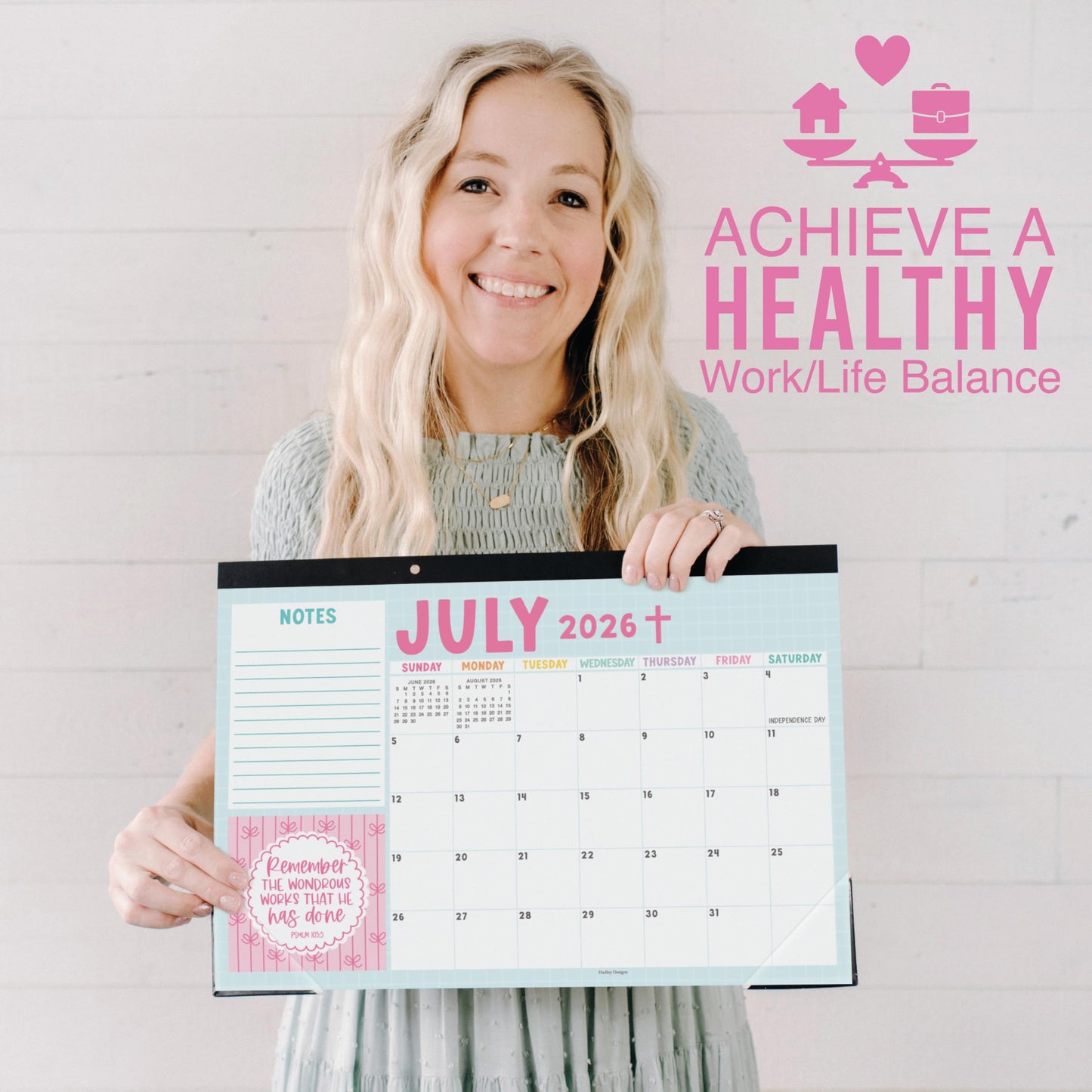 Hadley Designs Large Teacher Desk Calendar 2026-2027 - Desktop Calendar 2026, 18-Month Desk Calendars for Home, Office & Classroom, Cute Classroom Must Haves, Teacher Appreciation Gifts