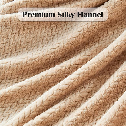 NEWCOSPLAY Super Soft Queen Blanket Brown Premium Silky Flannel Fleece Leaves Pattern Lightweight Bed Blanket All Season Use (Brown, Queen(90"x90"))