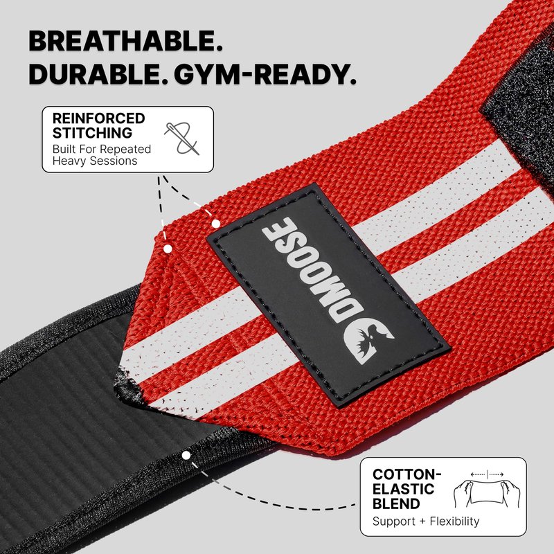 DMoose Fitness Elbow Wraps for Weightlifting (Pair) - 40'' Adjustable Strap for Gym Workout & Bench Press, Compression Elbow Sleeves for Tendonitis, Joint Support, Powerlifting & Deadlifts