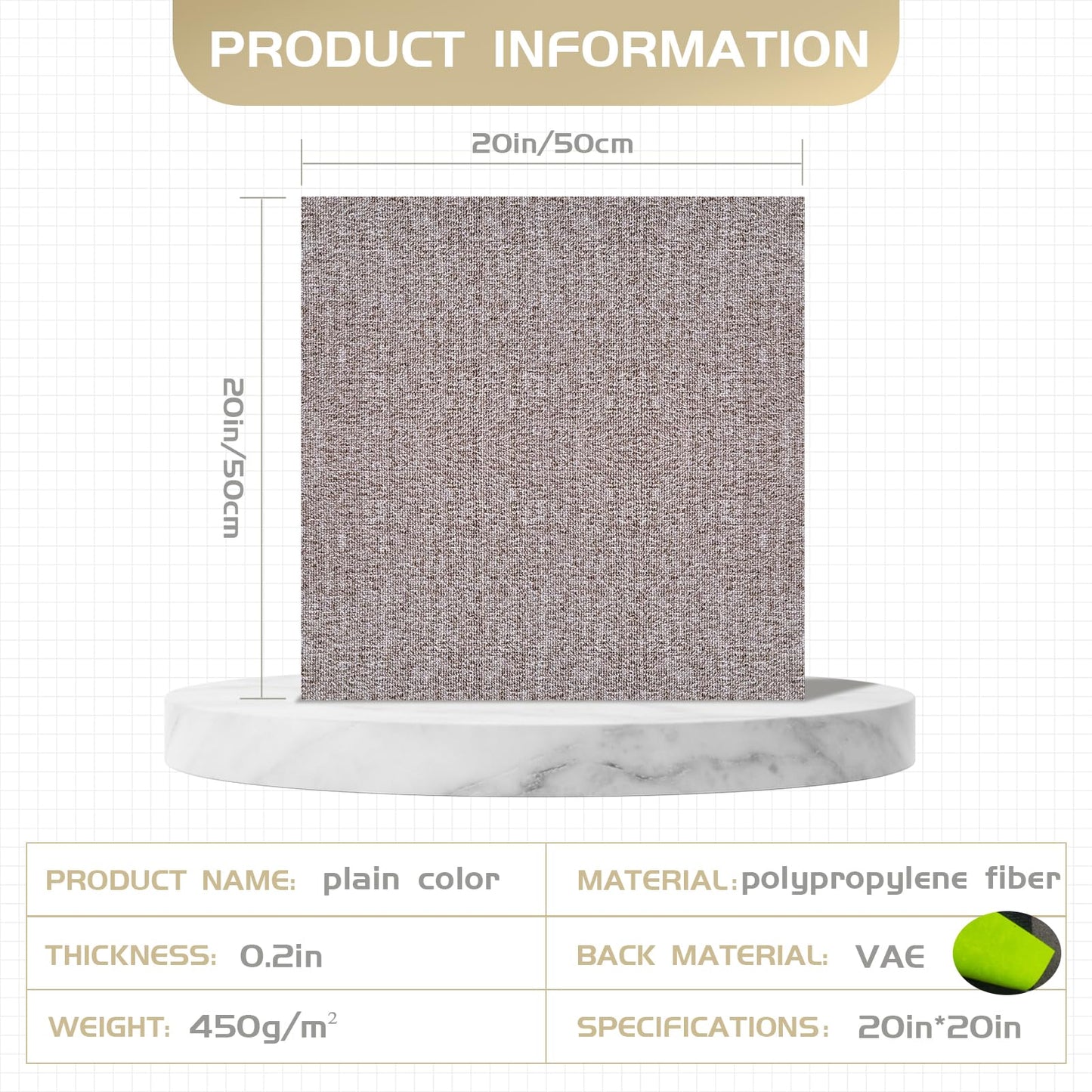 Carpet Tiles 20x20 Inch - Non-Slip Soft Square Flooring with FlexLok Tabs for Easy DIY Installation - Durable Office, Garage, Gym & Basement Floor Cover (Brown 32, suse 09)