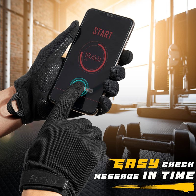 FREETOO Full-Finger Workout Gloves for Men, Padded Gym Gloves with Excellent Grip and Palm Protection, Touch Screen Friendly