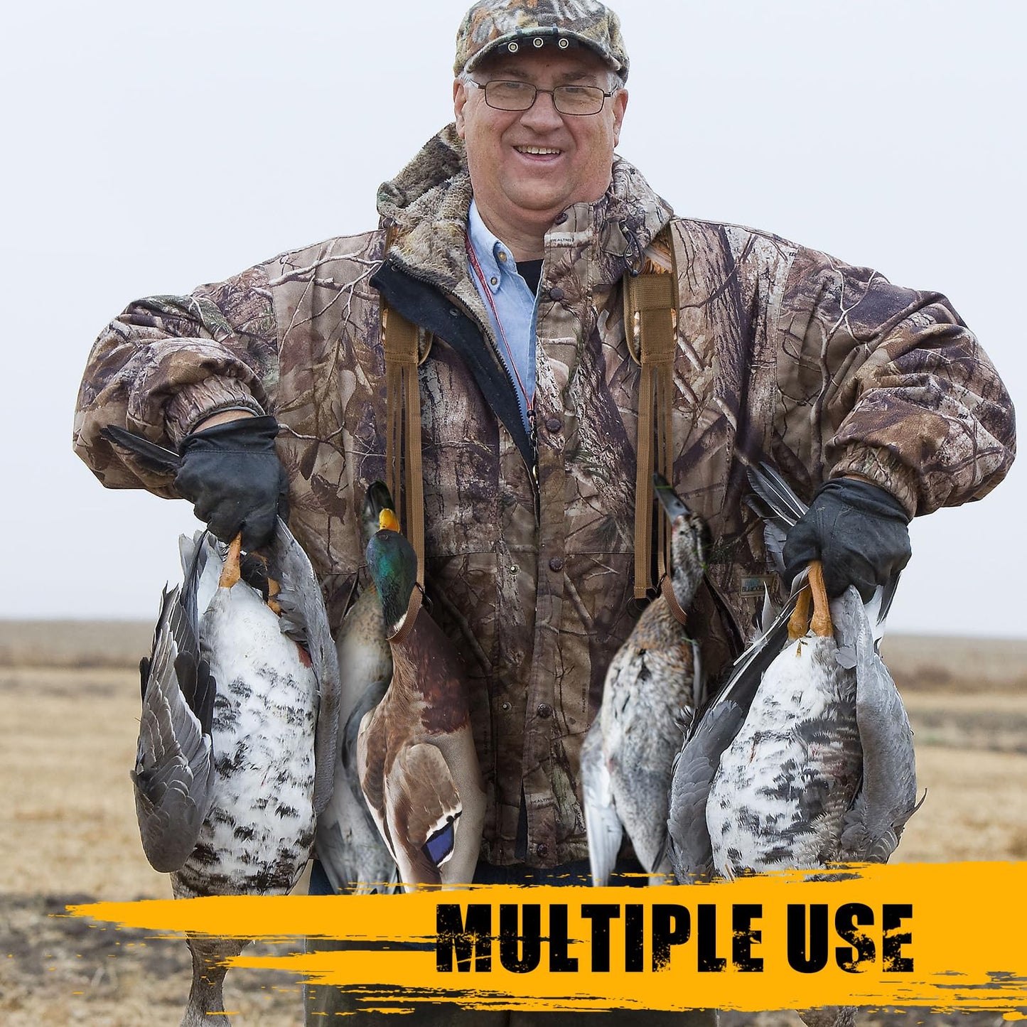 Datanly 4/2Pcs Duck Strap Game Carrier Duck Hunting Gear Camo Lanyard 12/8 Drops Waterfowl & Goose Hunting Accessories, Bird Call Lanyard Dove Strap Hanger, Outdoor Gear Hunter Gift(2 Pcs,8 Drops)
