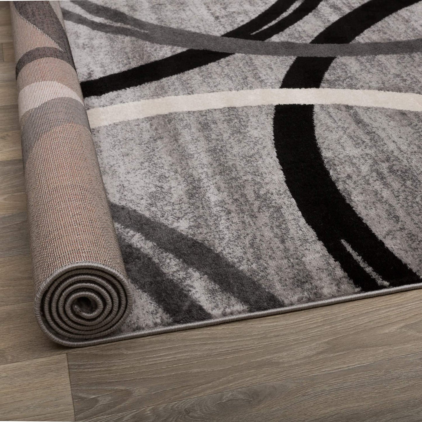 Rugshop Wavy Circles Design Accent Rug, Carpet with Jute Backing for Entryway or Bathroom, Gray, 2' x 3'