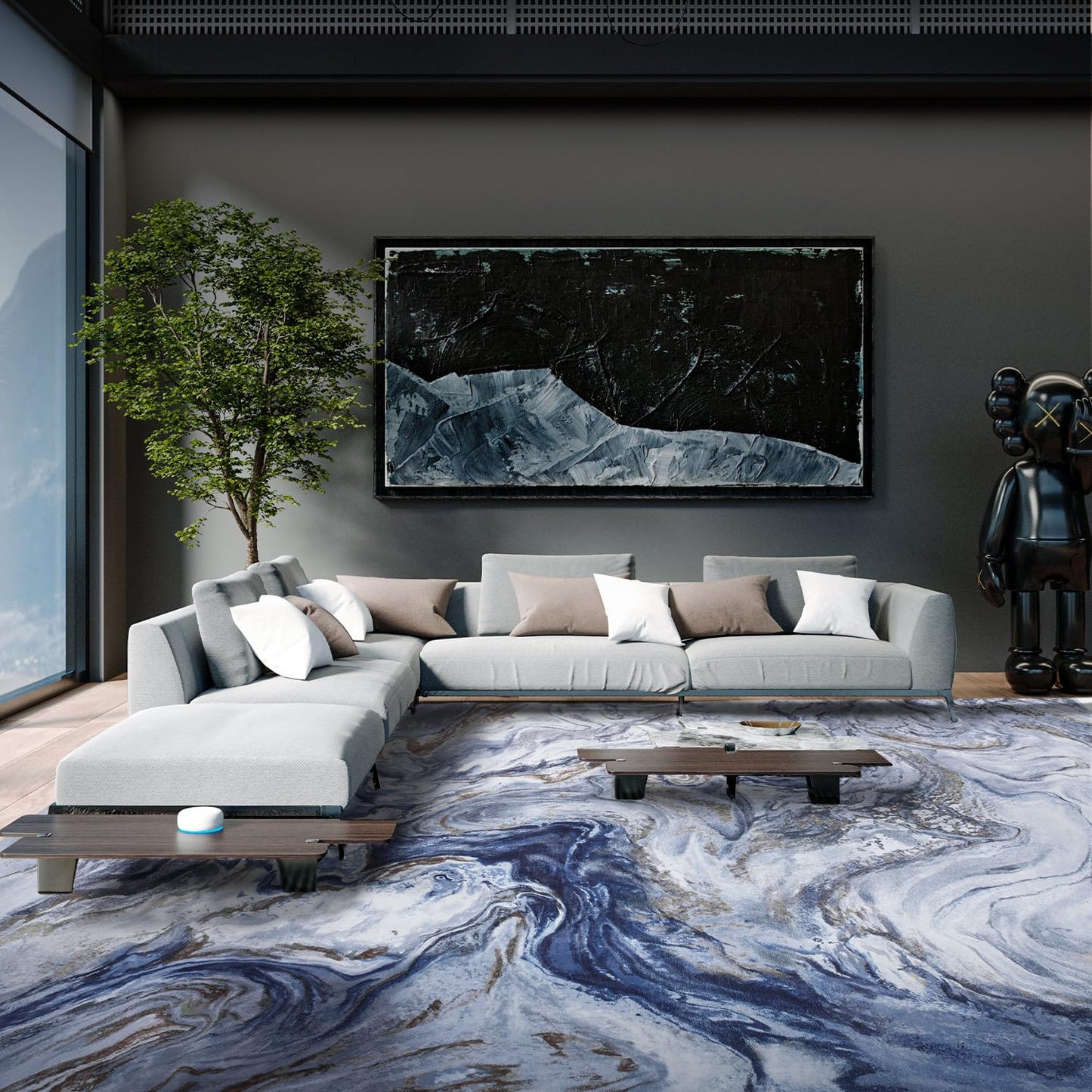 8x10 Area Rugs for Living Room, Modern Abstract Rug for Bedroom, Contemporary Machine Washable Rug, Large Stain Resistant Carpet for Dining Room Playroom Home Office, Pet & Kids Friendly