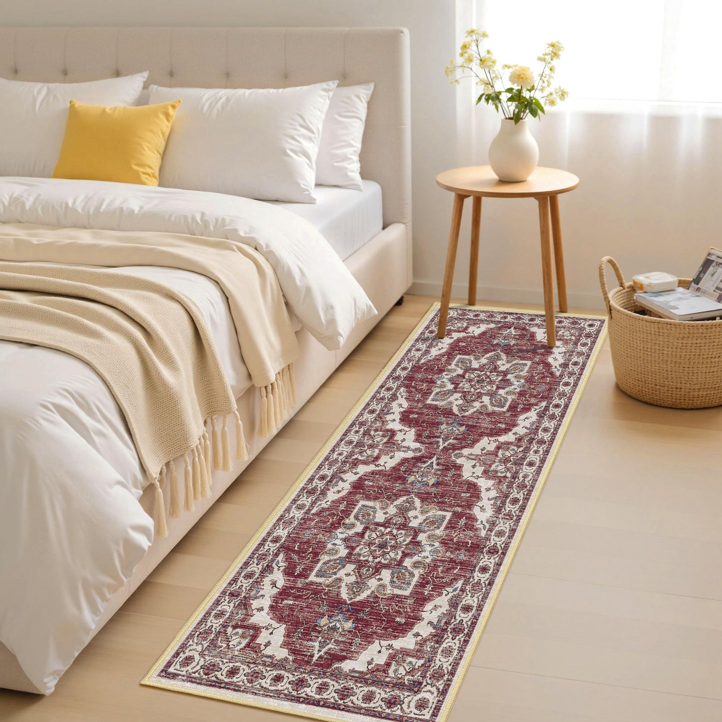 Tritard Non Slip Kitchen Rugs Sets of 3 Washable Kitchen Rug Boho Kitchen Mats for Floor Soft Kitchen Runner Rug Non Skid Kitchen Floor Carpet for Entryway Hallway Laundry Room, Brick Red