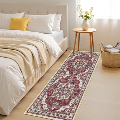 Tritard Non Slip Kitchen Rugs Sets of 3 Washable Kitchen Rug Boho Kitchen Mats for Floor Soft Kitchen Runner Rug Non Skid Kitchen Floor Carpet for Entryway Hallway Laundry Room, Brick Red