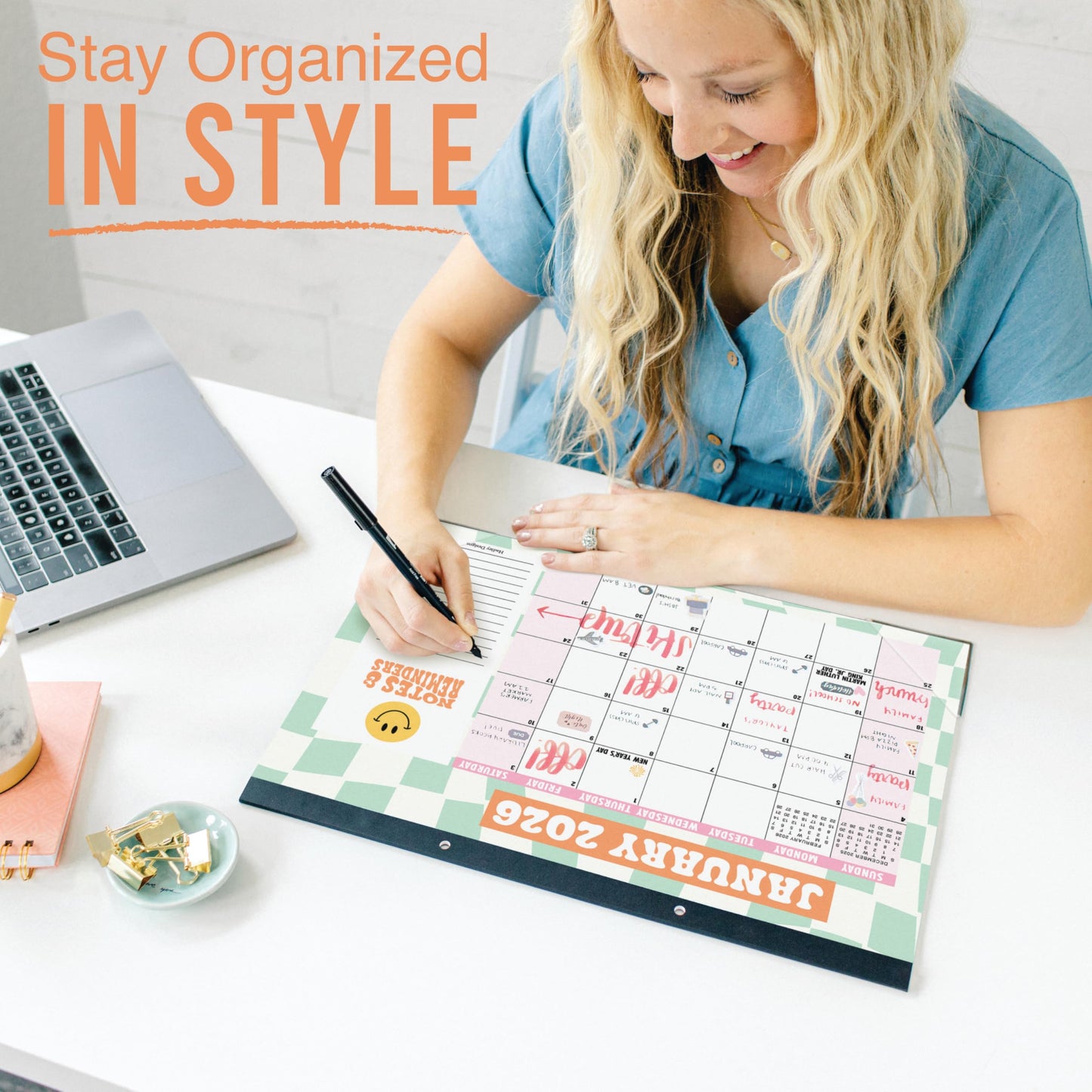 Hadley Designs Large Teacher Desk Calendar 2026-2027 - Desktop Calendar 2026, 18-Month Desk Calendars for Home, Office & Classroom, Cute Classroom Must Haves, Teacher Appreciation Gifts