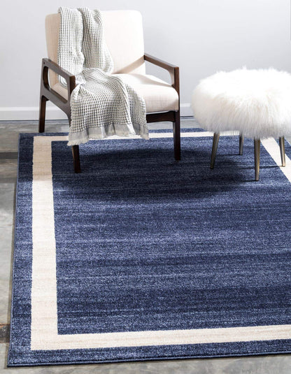 Unique Loom Del Mar Collection Area Rug - Maria (5' 3" x 8' Rectangle, Navy Blue/ Ivory)