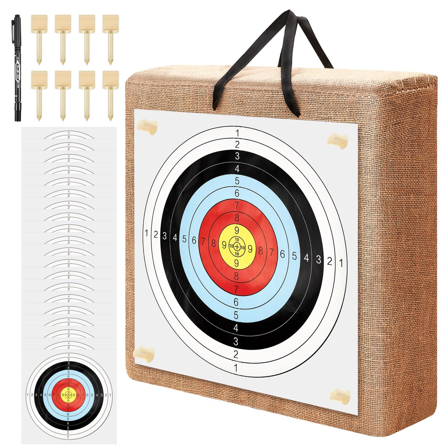 ShinyRelief 20 Inch Adult Backyard Straw Archery Target, for Recurve Compound or Longbow, 20 Pcs Paper Arrow Targets, Traditional Bow Arrow Target for Kids Youth Gift Archery Hunting Practice