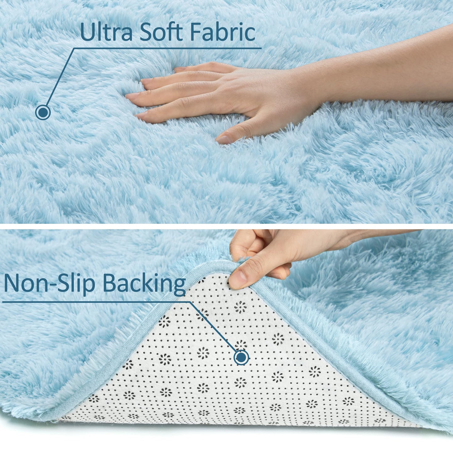 Ultra Soft Fluffy Rugs for Bedroom 4x6 Feet, Shag Area Rugs for Living Room, Large Comfy Furry Rug for Boys Kids Baby Room Decor, Non Slip Nursery Rug Modern Indoor Fuzzy Floor Carpet, Light Blue