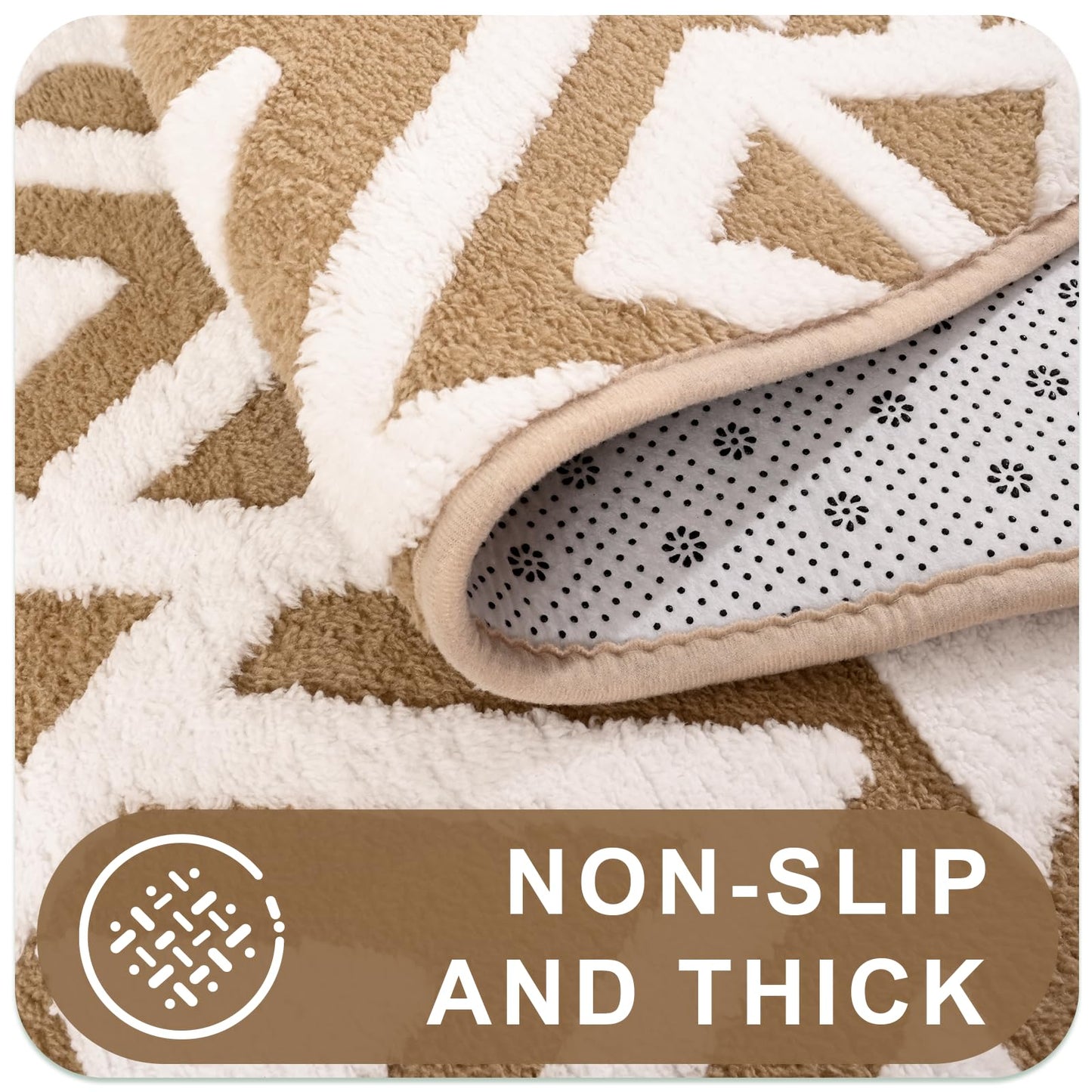 Ompaa Ultra Soft Shaggy Rugs Memory Foam Bedroom Carpet, Beige 7 x 10 Feet Large, Plush Geometric Textured Area Rugs for Living Room Couch Dorm Bedside Kids Girls Teens Room Nursery Decor Floor Mat