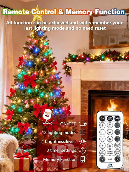 Voice Controlled Christmas Lights with Remote, 132 FT 400 LED String Lights Indoor Outdoor with 12 Modes 3 Timers, Dimmable Twinkle Light Plug in Waterproof for Xmas Tree Party Decor, Multicolor