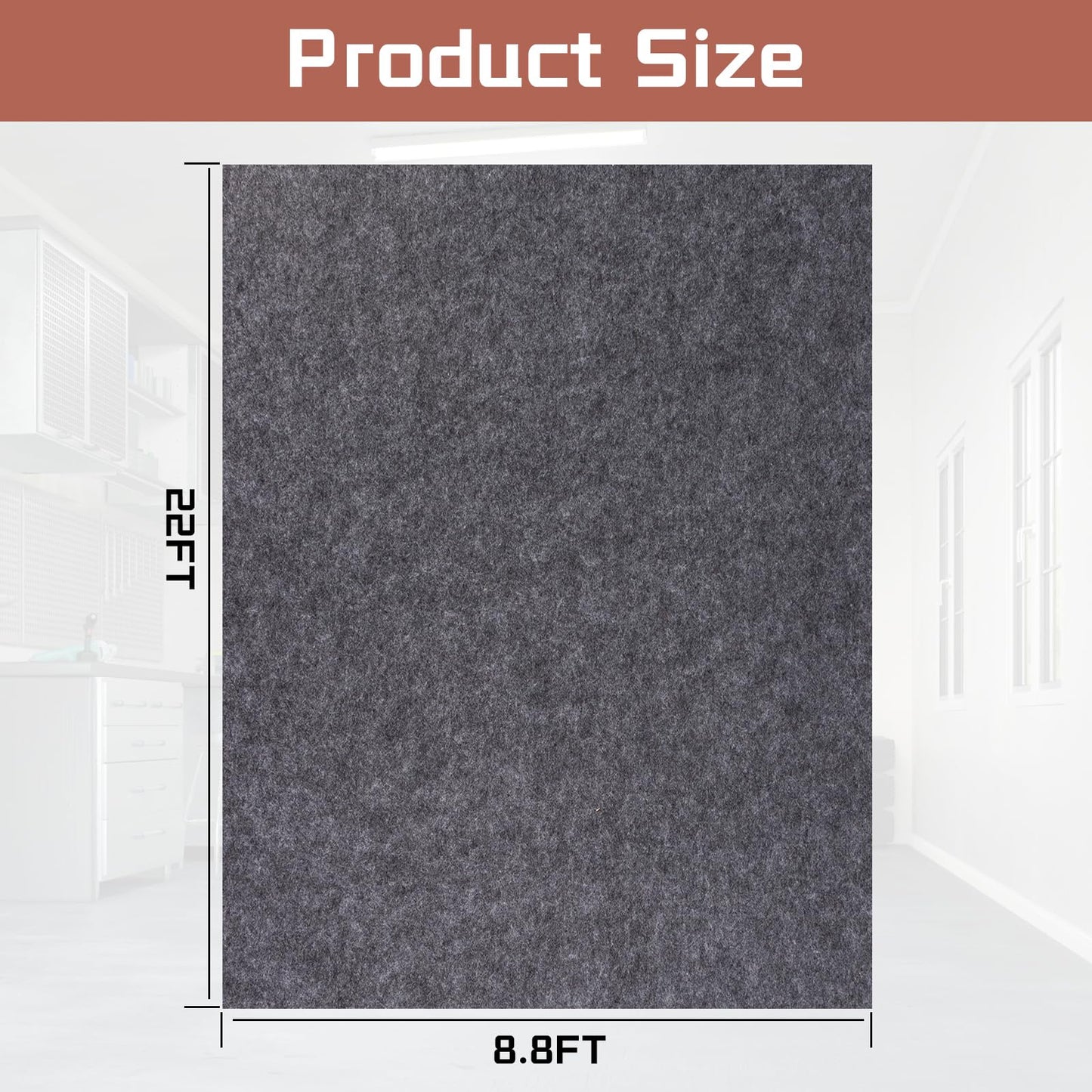 Garage Mats Oversize Garage Floor Paking Mat for Under Car, 8.8 x 22 Ft Non-Slip Gray Garage Flooring Carpets, Absorbent Oil Garage Parking Mat, Waterproof Mats