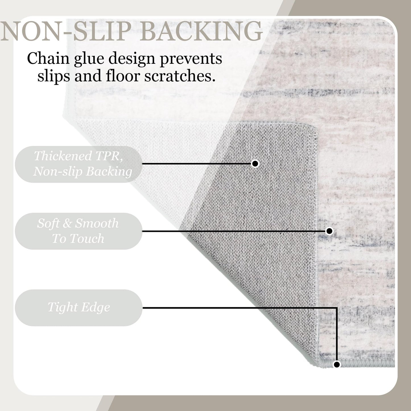 MUJOO Small Rug Washable 2x3 Area Rugs Low Pile Non Slip Modern Abstract