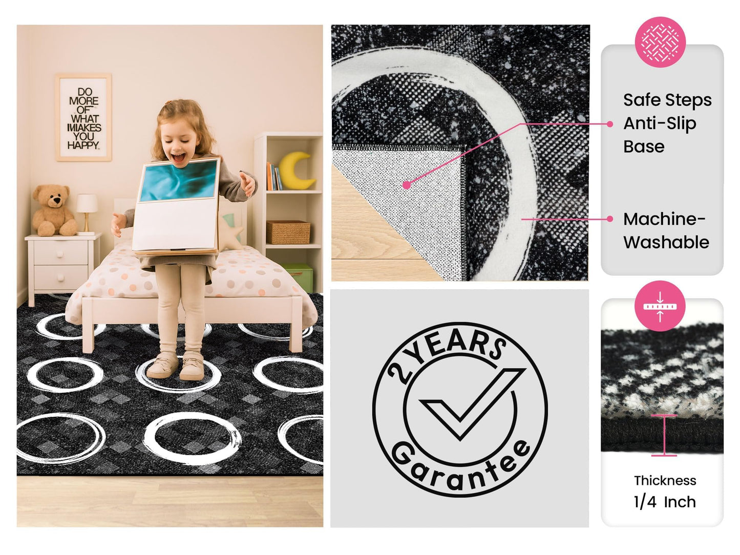 OLEEK Large Classroom Rug Elementary 5x7 - (Washable) Classroom Rugs for Kids Room - Classroom Carpet Elementary - Kids playroom Rug 5 x 7 - Preschool Rugs for Classroom - Schoolgirl Classroom Decor