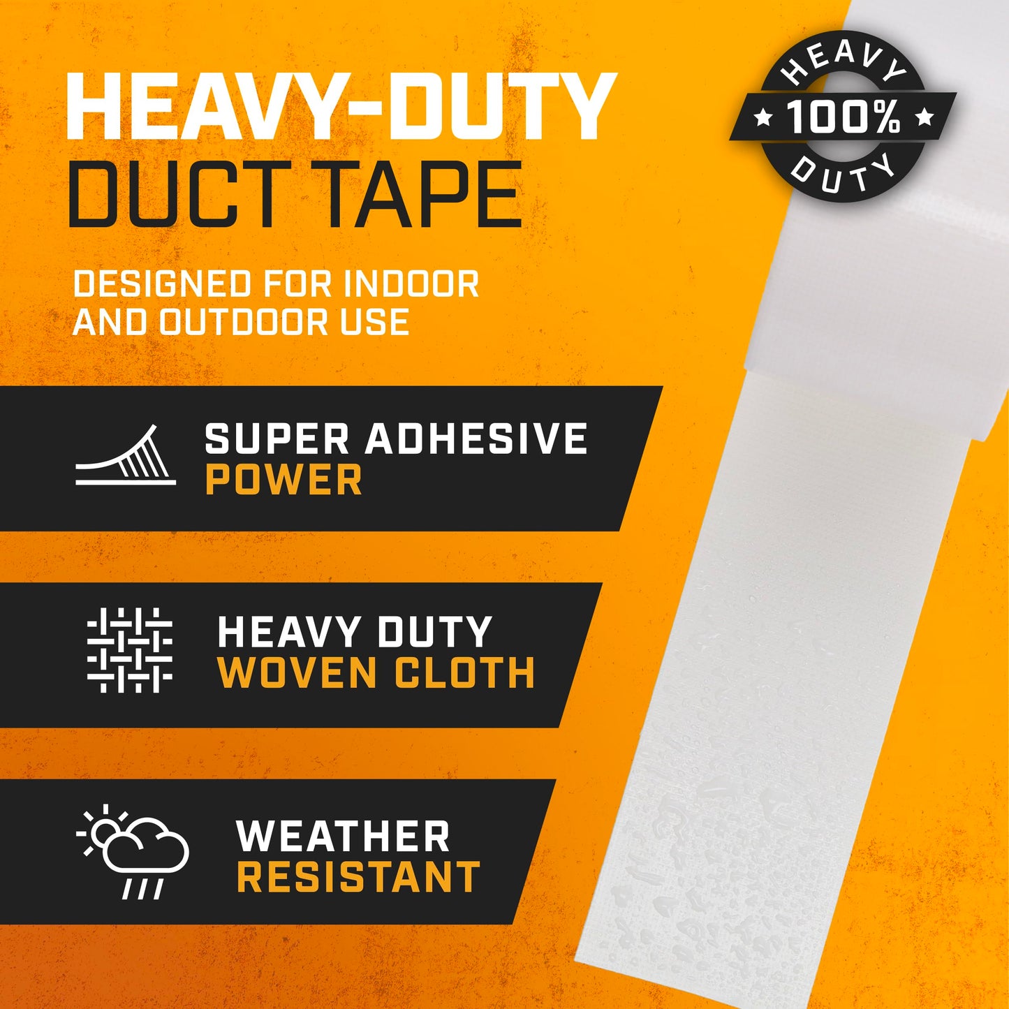 Lockport Duct Tape Heavy Duty Waterproof,20 Yards x 2 Inch,Strong Adhesive Roll for Indoor & Outdoor Repair,No Residue,Tear by Hand - Duct Tape Bulk Value (White, 6-Pack)