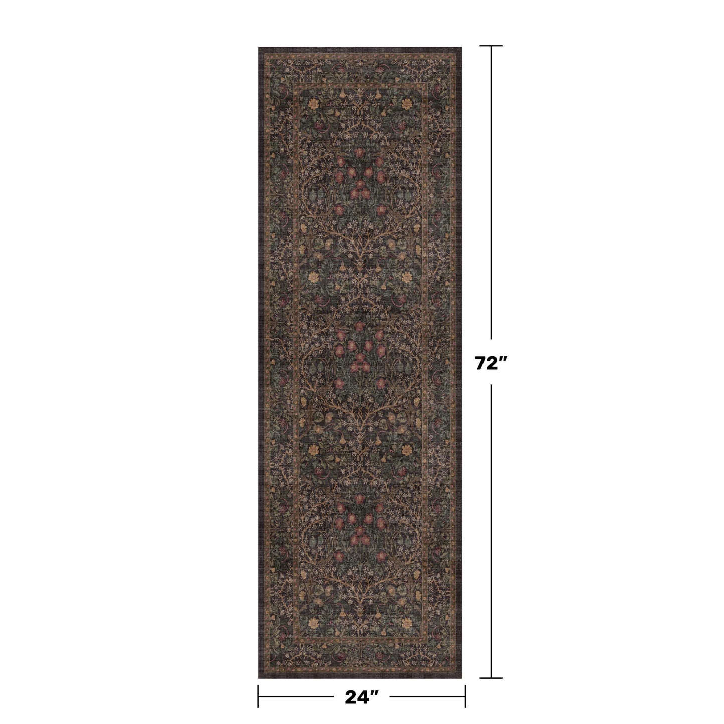Dark Brown Washable 2x6 Runner Rugs for Entryway, Kitchen, Hallway, Bedroom Bedside, Laundry Room, Bathroom Rug, Pet & Kids Friendly Vintage Non Slip Low Pile Stain Resistant Long 24 x 72 Floor Carpet